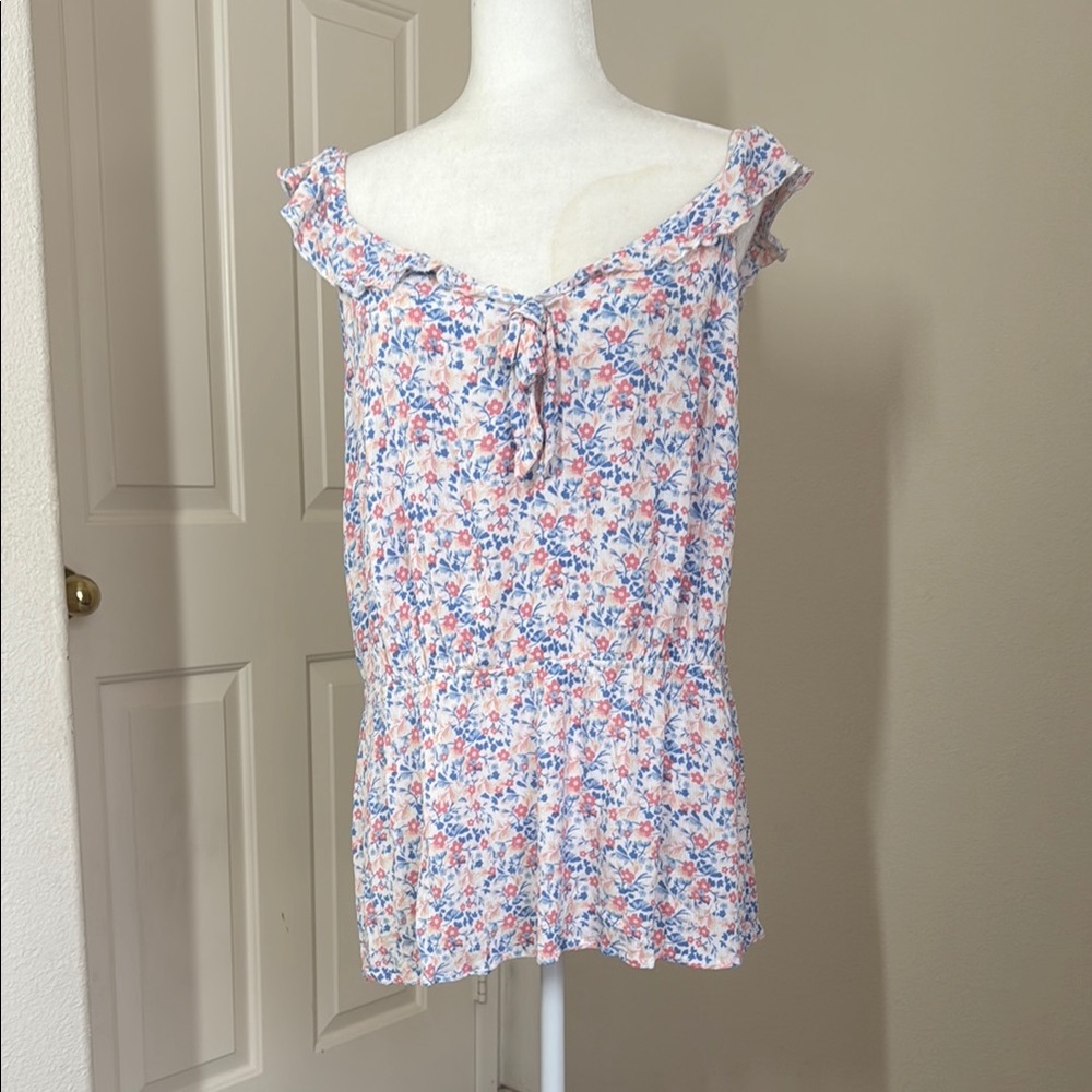Lane Bryant Floral Ruffle Sleeve Top